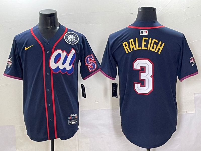 Men 2025 Seattle Mariners #3 Raleigh Drak Blue All star Nike MLB Jersey style 02